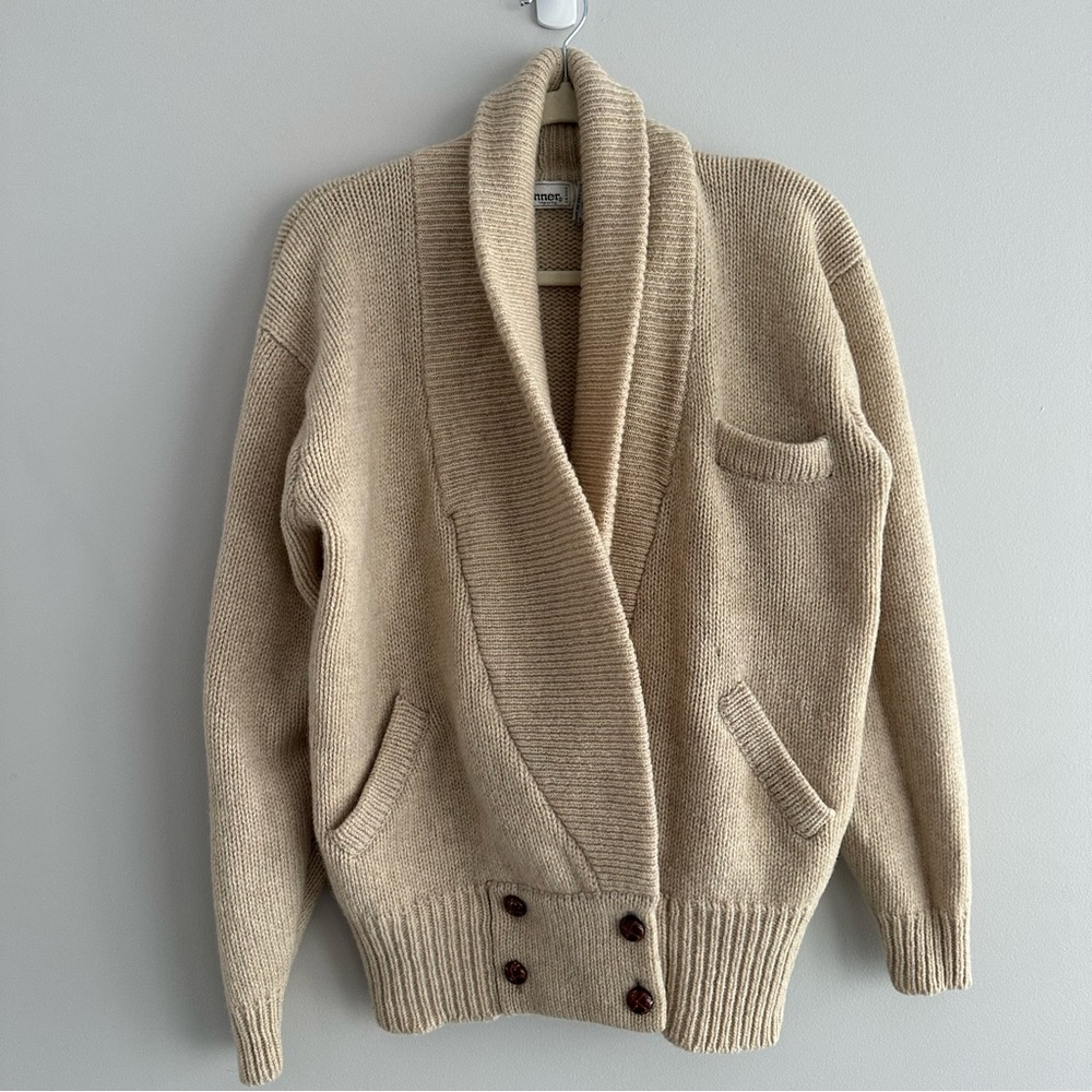 Vintage 100% Wool Shawl Cardigan Size Small